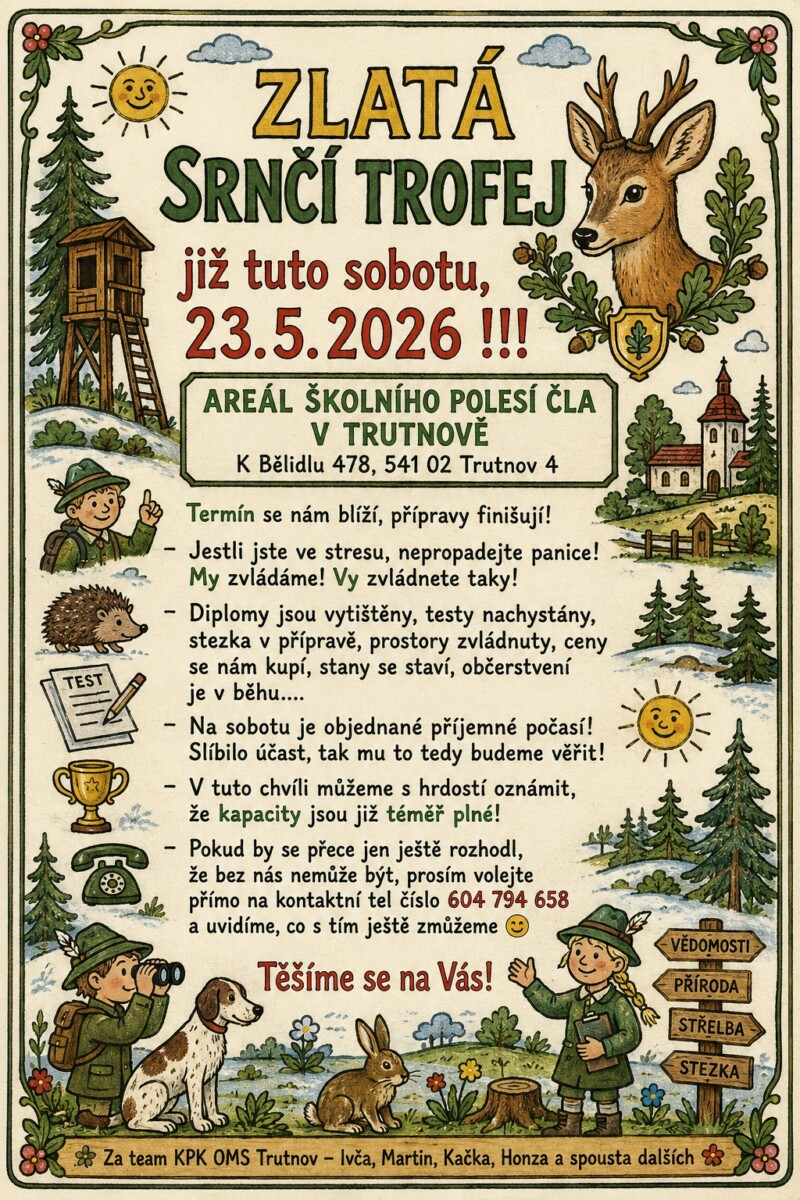 23.5.2026 – ZLATÁ SRNČÍ TROFEJ již tuto sobotu !!!