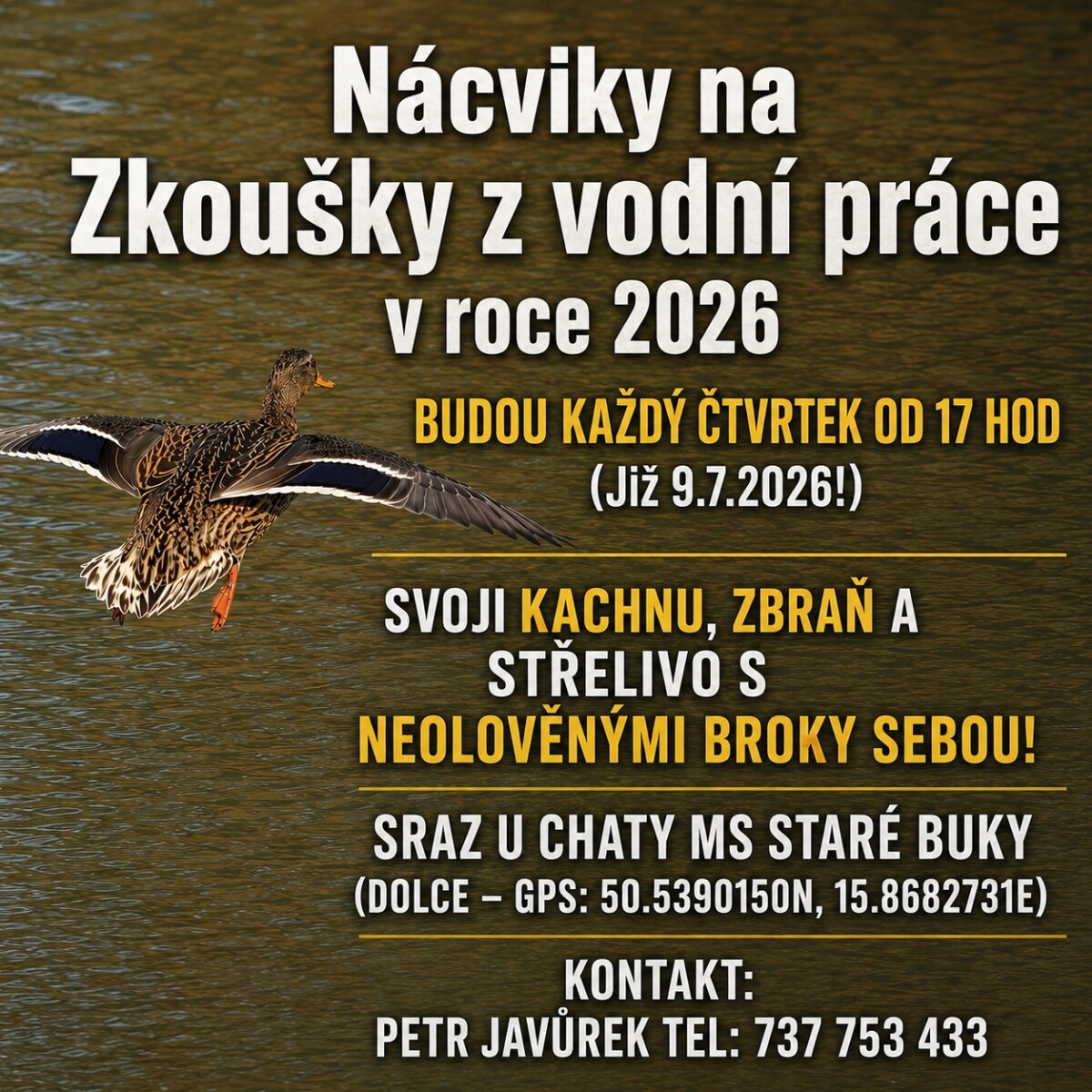 Nácviky na Zkoušky z vodní práce v roce 2026